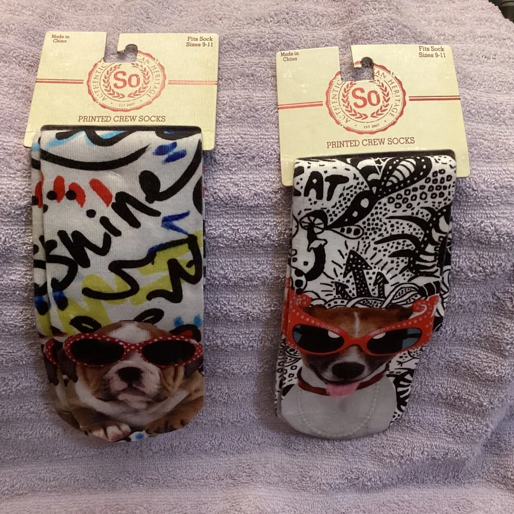 NEW SO Brand Women’s 2 pair of Printed Crew Socks Size 9-11